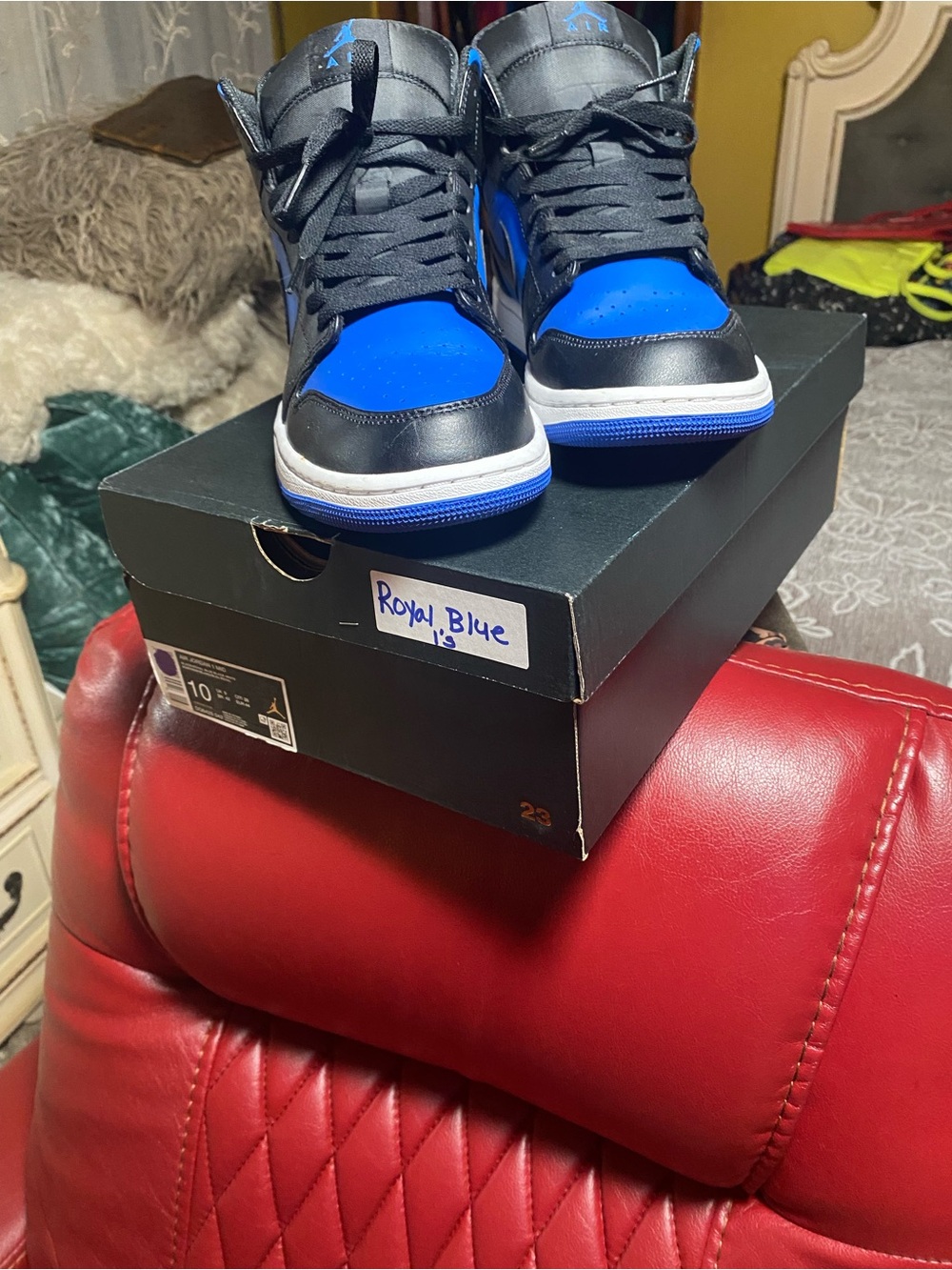 Royal Blue and Black High-Top Sneakers Men 10 Authentic!!